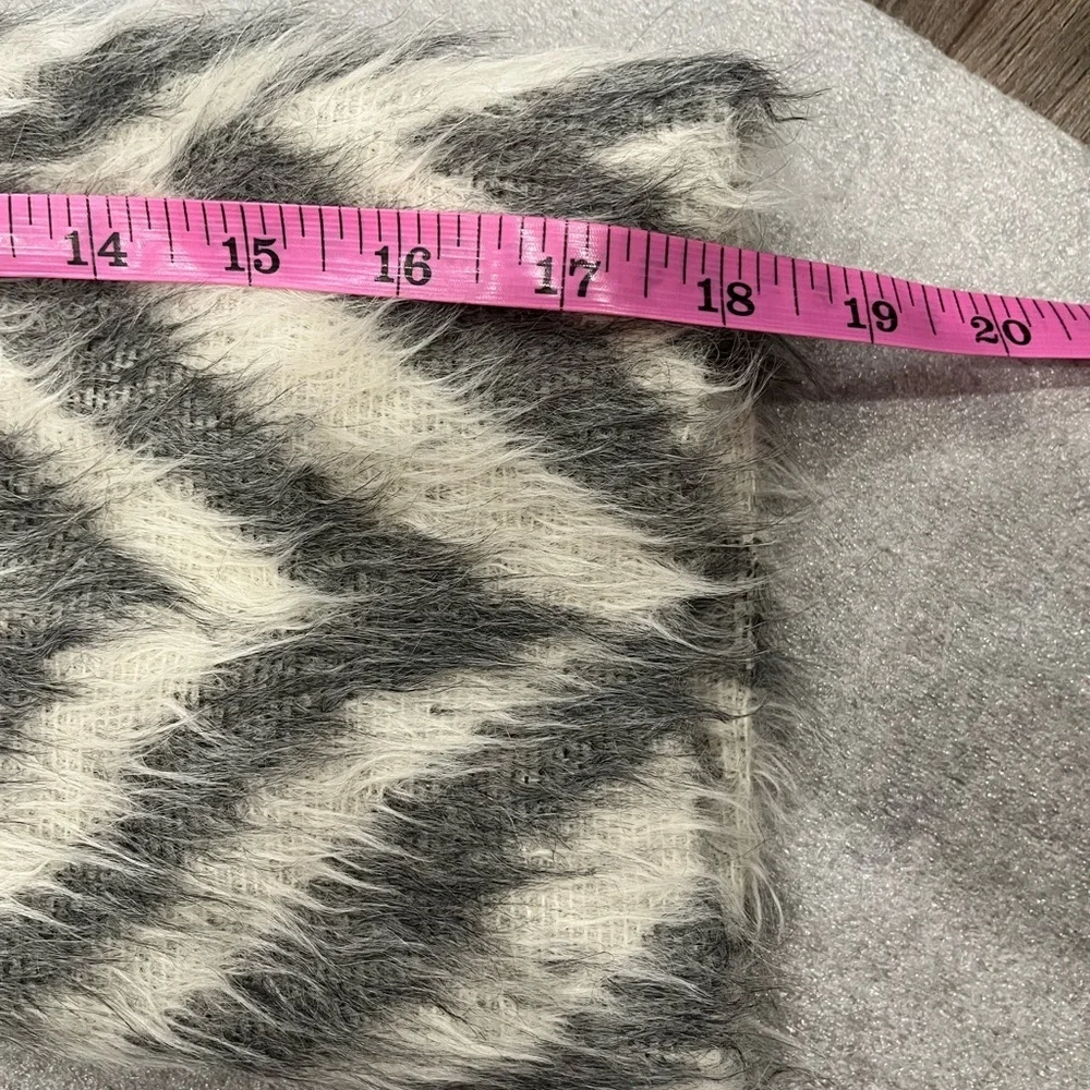 [US8]Per Se Faux Fur Angora Wool Blend Harrington Tweed Gray Short Jacket - Picture 8 of 9